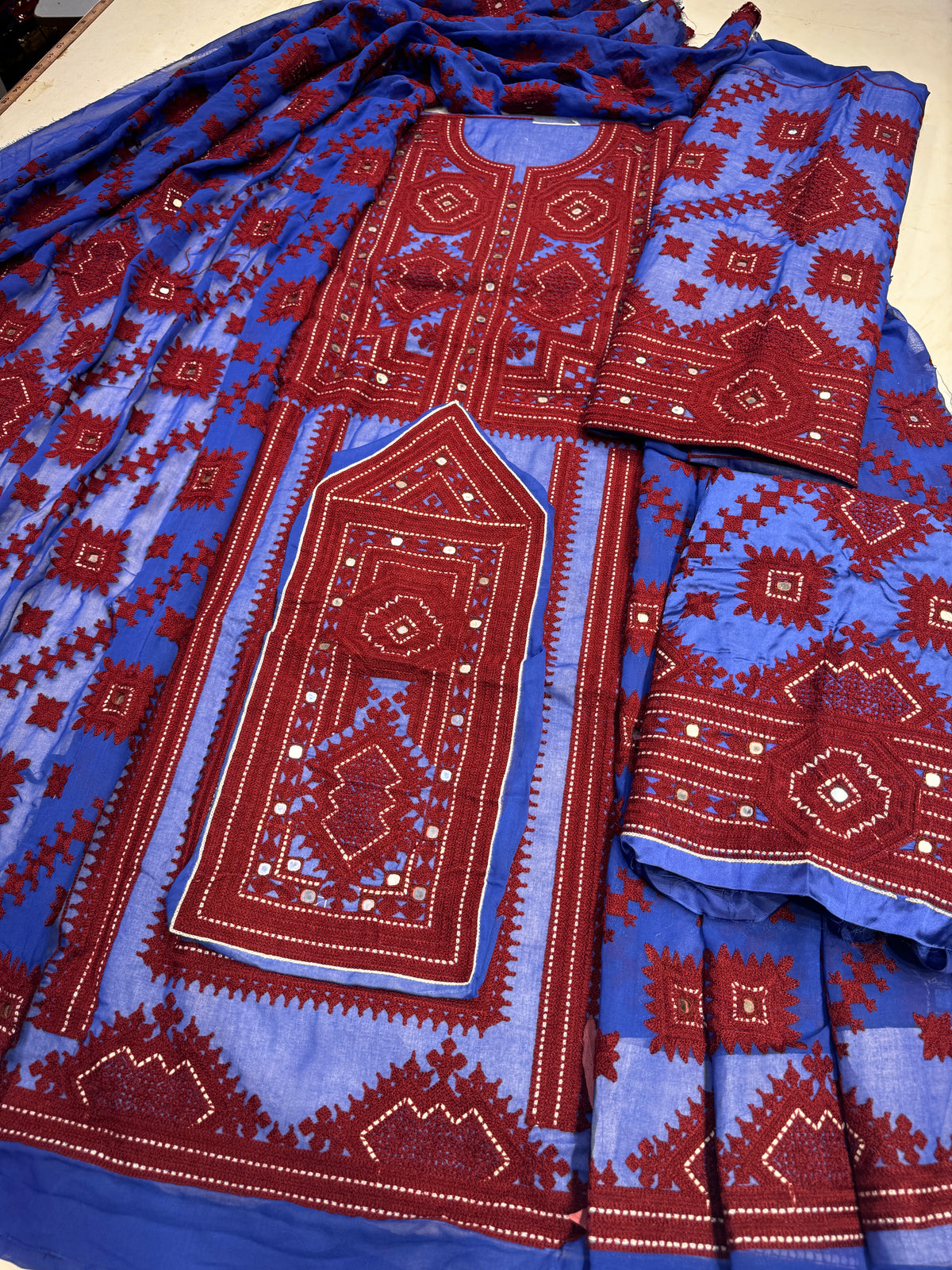 Balochi Dress - Lawn Fabric with Machine Stitching and Handmade Mirror Embroidery S2